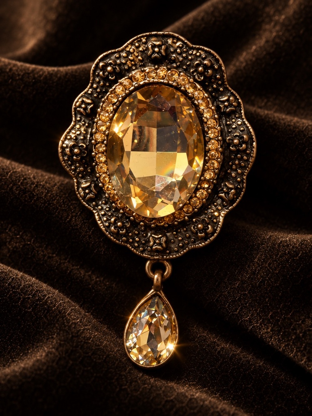 Vintage Gold-Tone Vintage Oval Drop Pendant - Women's Jewelry